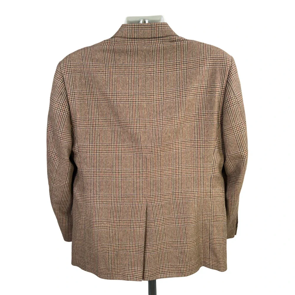 Edwards Men's Brown Wool/Silk Blend Plaid Blazer Jacket - 42 Short
